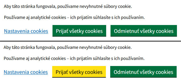 Screenshot viditeľného zamerania tlačidla na webstránke MIRRI